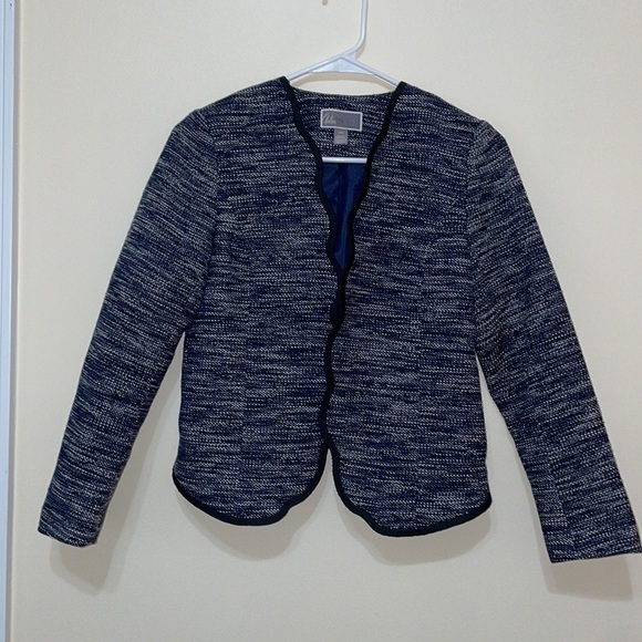 CHELSEA 28 Navy Blue Tweed Heathered Blazer Cardigan NWT - Picture 3 of 9
